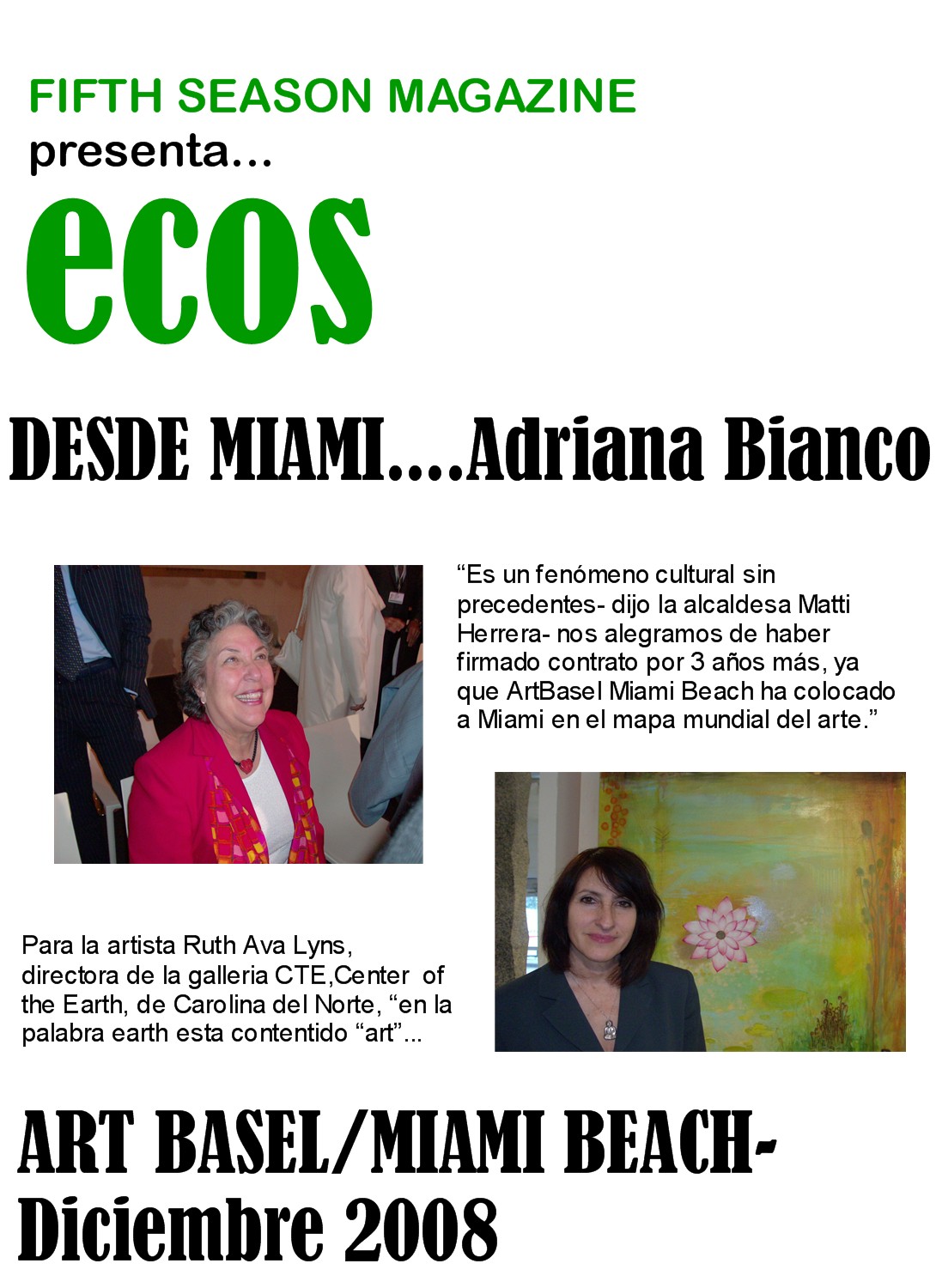 ECOS DESDE MIAMI 2008...ADRIANA BIANCO